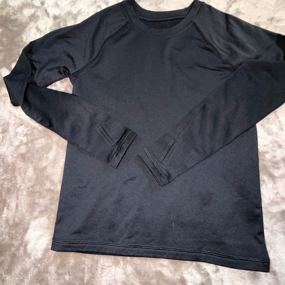 All In Motion Performance Top Boys L 10/12‎ Black Excellent Thumbholes Athletic